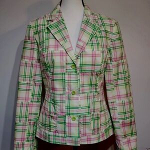 EUC, Lilly Pulitzer Madras Print Alison Blazer, XS